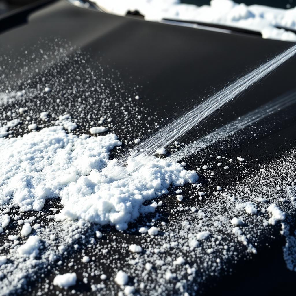 Snow foam being applied to a car hood